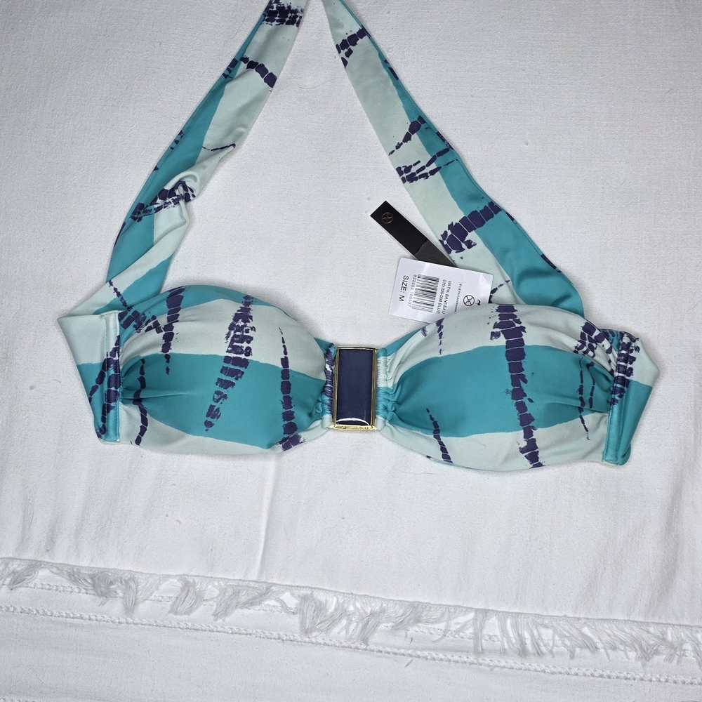 ViX Paula Hermanny Batik Bandeau Bikini Top - Blue Teal - Size M - NWT - Picture 10 of 11
